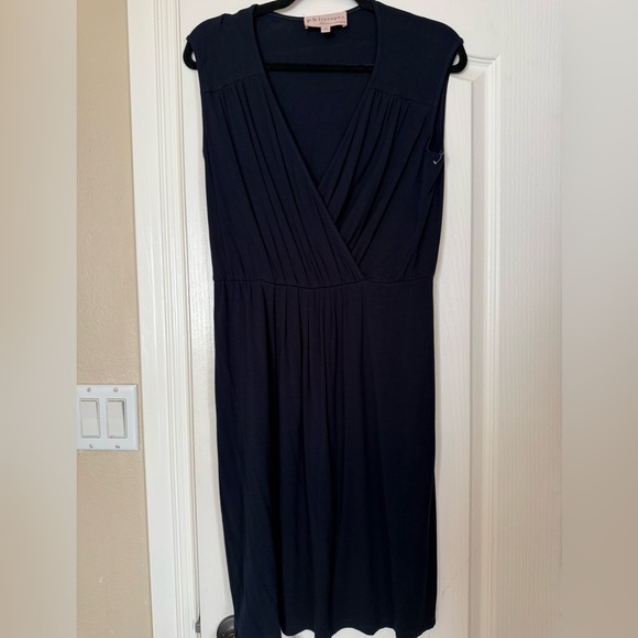 Philosophy Navy Blue Wrap Style Midi Dress Comfortable Stretch Fabric Size S - Picture 2 of 6